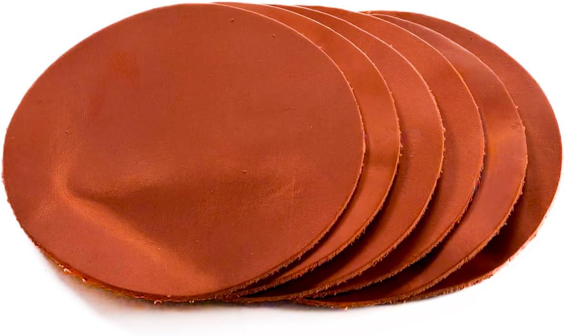 Real Natural Grain Leather Coasters – Durable Non-Slip Distressed Design - Image 2