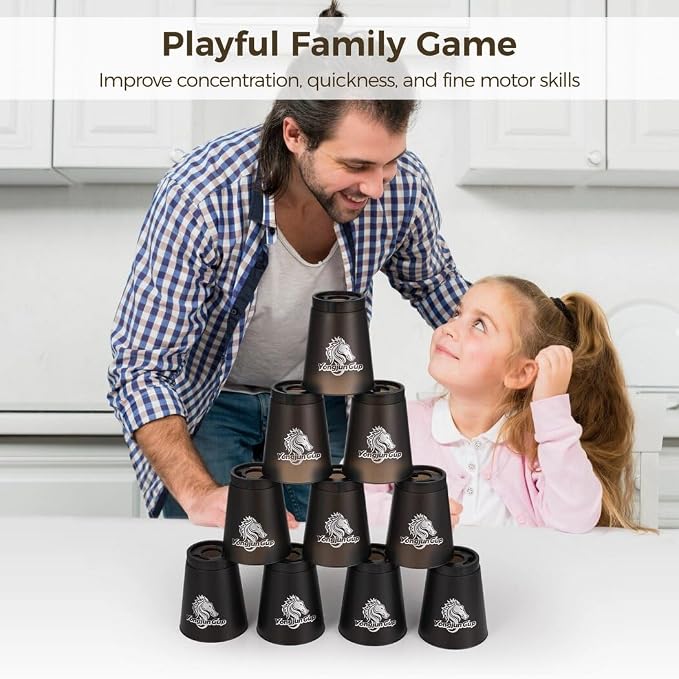 yeesport 12 Sport Stacking Cups Black Training Game - Image 4