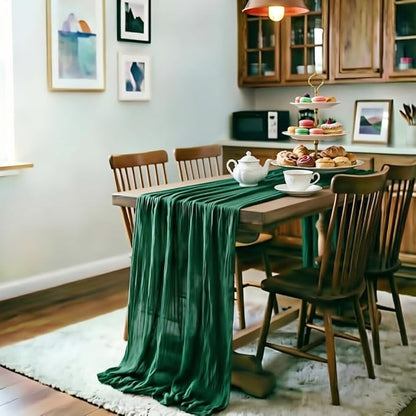 Emerald Green Cheesecloth Table Runner 10Ft 10 Pack Gauze Table Runner | Summer - Image 3