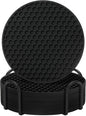 Coasters Set of 6 with Holder,Coasters for Drinks,Coffee Table Decor Coaster,Suitable for Kinds Cups,Anti-Slip,Non-Stick,Silicone Cup Coaster and Living Room Decor (6 Pcs, Black)