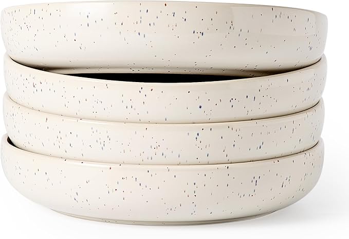 famiware Milkyway 33 oz Pasta Bowls Set of 4, Creamy White | Double Reactive by Famiware