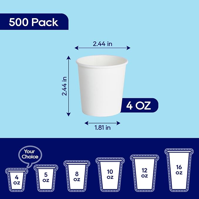 LITOPAK 500 Pack 4 oz Paper Cups, and Travel - Image 2
