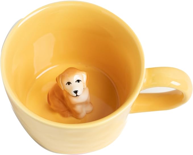 DIHOclub Dog Coffee Cup Hidden Ceramic Animal Inside Mug, Cute Cartoon Handmade by DIHOclub