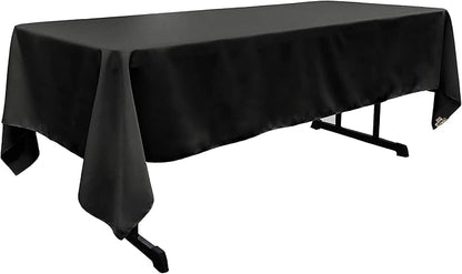 LA Linen Polyester Poplin Washable Rectangular Tablecloth, Stain and Wrinkle Resistant Table Cover 60x108, Fabric Table Cloth for Dinning, Kitchen, Party, Holiday 60 by 108-Inch, Black