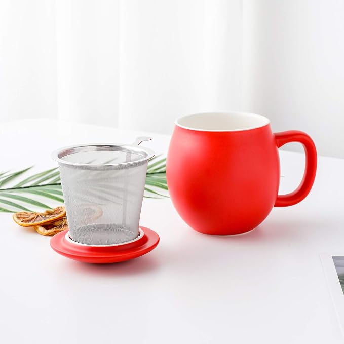 Yundu 12 OZ Matte Red Ceramics Teacup - Image 3