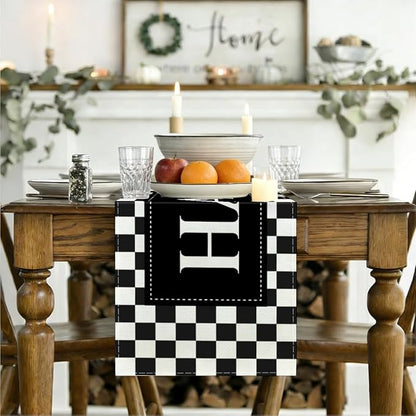 Happy Birthday Table Runner Black Checkerboard Checkerboard Racing Theme | - Image 3