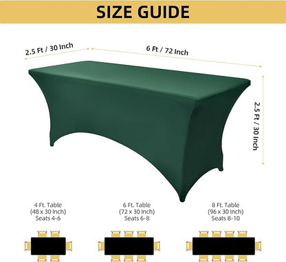 6-Pack 6ft Spandex Table Covers for Rectangle Standard Folding Tables - Wrinkle Resistant Stretch Tablecloths - Ultimate Fitted Table Protector for Parties, Trade Shows, Wedding