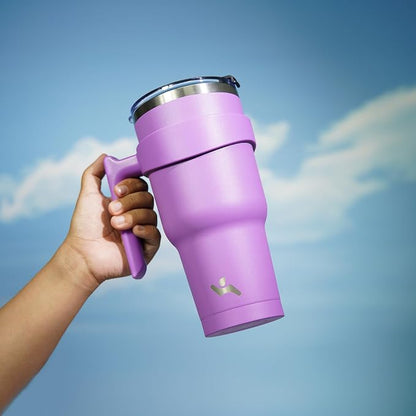 Konokyo 40 oz Tumbler with Handle and Straw, Insulated Travel Mug | Lavender; - Image 5