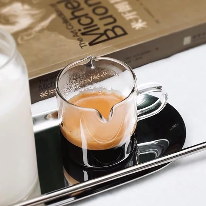 BCnmviku Shot Glasses Espresso Parts Double Spouts Milk Cup Clear Glass - Image 5