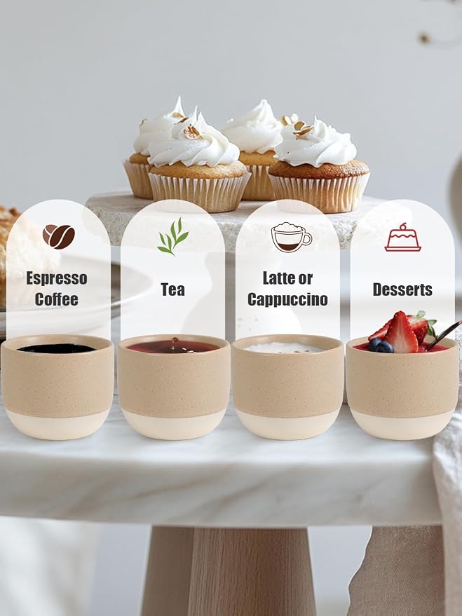 INGOFIN Ceramic Espresso Cup Set of 4-4.2 oz Espresso Cup - Image 5