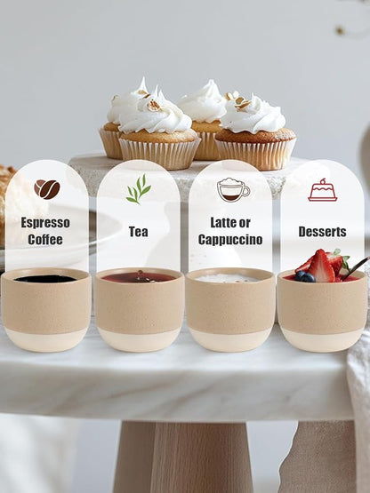 INGOFIN Ceramic Espresso Cup Set of 4-4.2 oz Espresso Cup - Image 5