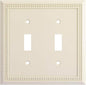 Henne Bery Sunken Pearls Heavy Duty Decorative Wall Plate Switch Plate Outlet Cover, Durable Solid Zinc Alloy (Double Toggle, Light Almond)