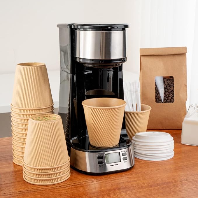 Restaurantware Ripple Wall Coffee Cups 500 Count 8 Ounce Insulated Kraft Paper - Image 6