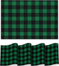 Artoid Mode Buffalo Plaid Vinyl Placemats Set of 4, 12x18 Inch Washable Non-Slip Heat Resistant Plastic Place Mats for Party Dining Table, Black/Green