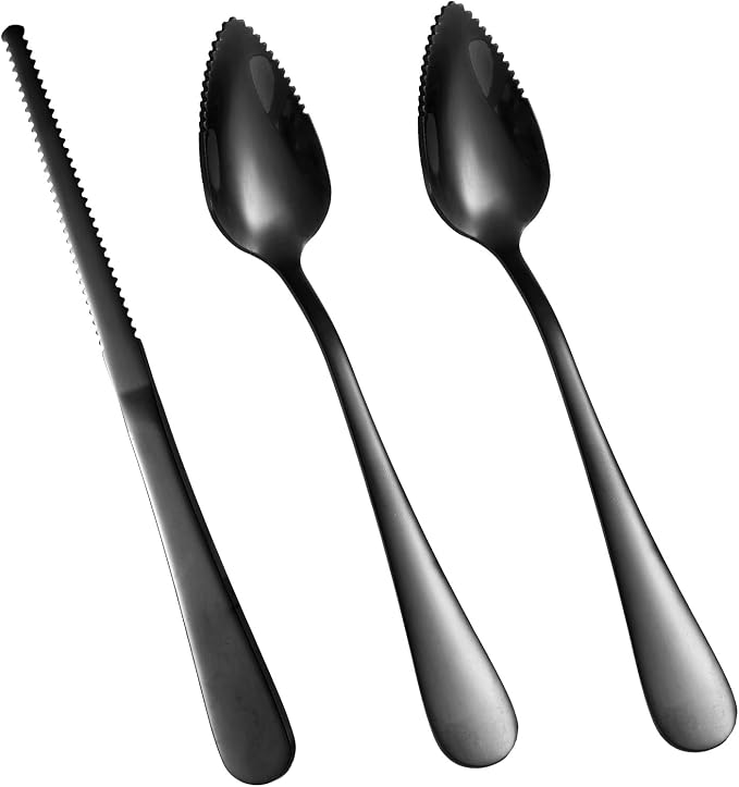 3pcs Serrated Grapefruit Spoons and Knife Set, Stainless Steel Grapefruit by BOXOB