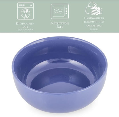 Elanze Designs Bistro Glossy Ceramic 8.5 inch Large Serving Bowls Set of 2 - Perfect for Multiple Everyday Uses: Pasta, Salad, Ramen, Soup, Popcorn, Noodles, Cereal and Mixing Bowls, Violet Purple