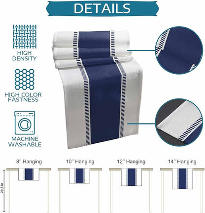 Navy Blue Table Runners 90 inches Long, Farmhouse Stripes Table Runner Non Slip - Image 7