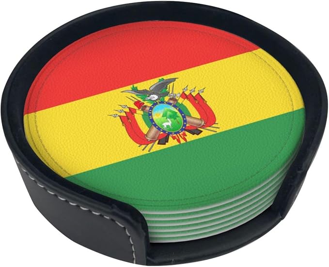 6 Pack Bolivia Flag Leather Coaster - Image 2