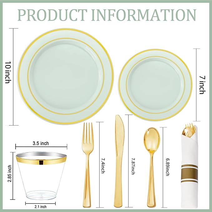 350PCS Green Plates Disposable - Image 9