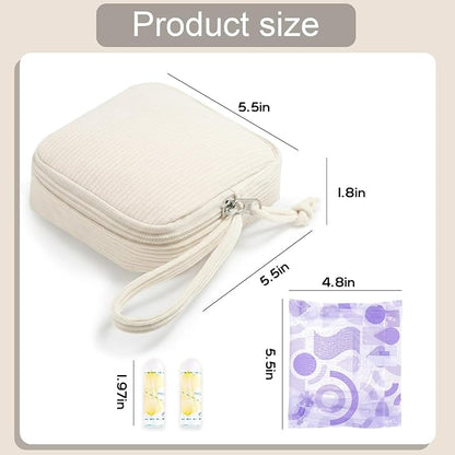 Corduroy Period Pouch for Women, Cute Sanitary Pad Pouch - Image 2