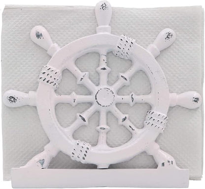 THDC Nautical Napkin Holder, Lunch, Dinner, Nautical Collection Napkin Holder, Made of Metal (Wheel Distressed Pink)