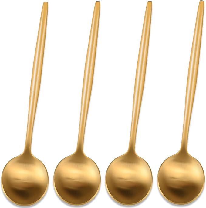 5.1 Inches Satin Gold Coffee&Tea Spoons, Small Demitasse Spoon, Mini Spoons by DEHOVKitchen