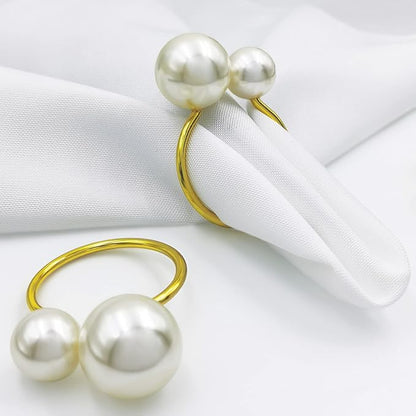 Napkin Rings - Pearl Gold Napkin Rings Set of 6 - Image 2