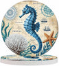 Blue Seahorse Anti Slip Coasters Ocean Wildlife Sea Animals Adventure Aquatic Rose Nautical Map Cups Place Mats for Table Home Decor 4 Inches Living Room Kitchen Coffee Table,2 Pcs