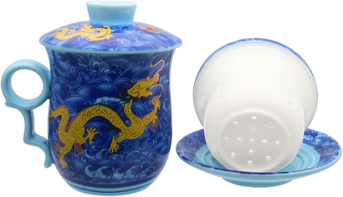 Porcelain Tea Cup with Infuser Lid and Saucer Sets - Image 6