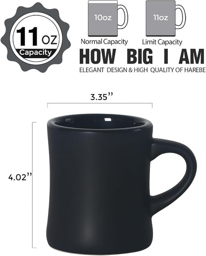 harebe Retro Coffee Mugs Set of 4, 10 OZ Heavy Classic Ceramic Diner Cups Set - Image 2