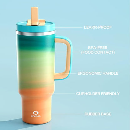 40 oz Tumbler with Handle and Straw: Stainless Steel Insulated Tumbler Keeps - Image 3