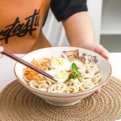 NJCHARMS Ceramic Ramen Bowl Set of 2, 42 oz Japanese Noodle Soup Bowls - Image 2