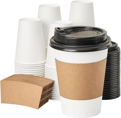 RACETOP 100 pack Disposable Coffee Cups by RACETOP