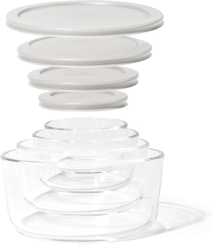 8-Piece Glass Food Storage Containers Set | Round, Microwave & Dishwasher Safe - Image 7