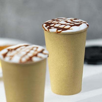 Karat 16z Kraft Paper Coffee Cups Disposable, Leak-Resistant Double Poly-Lined - Image 4