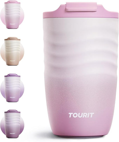 TOURIT 12 oz Travel Coffee Mug, Vacuum Insulated Stainless Steel Tumbler by TOURIT
