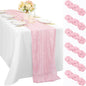 6 Pieces Light Pink Cheesecloth Table Runner 10FT Pink Runner by Sunnyline