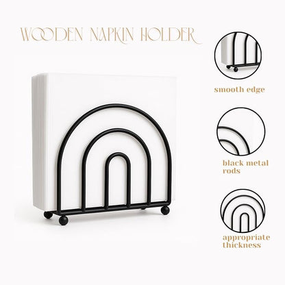 Napkin Holder for Table Countertop, Modern Decorative Sturdy Iron Black Metal - Image 3