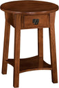 Leick Home Mission End Table, Solid Wood, 18 in. Round, 1 Storage Drawer, Bottom Shelf, Easy-Assembly, For Living Room/Bedroom, Russet, 18.0 in. Diameter x 24.0 in. H, 9056-RS