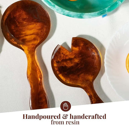Folkulture Resin Salad Servers, Resin Serving Spoons | Salad Tongs - Image 4