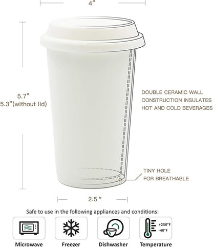 Double Wall Insulated Ceramic Cup, I Am Not a Paper Cup, Ceramic Travel Cup - Image 3