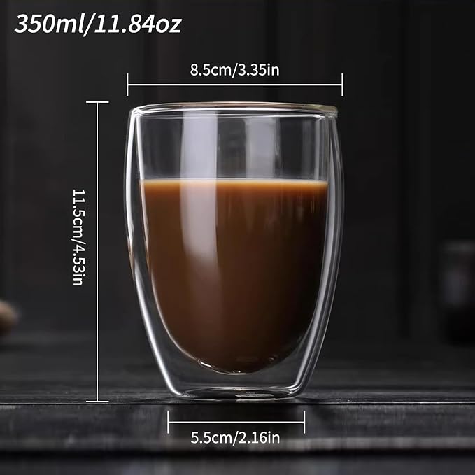 6.8OZ Double Wall Espresso Cups Set of 4, Double Wall Insulated Espresso Mugs - Image 5