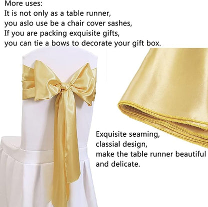 B-COOL Set of 5 Satin Table Runner Light Gold 12x108 inch Table Runner - Image 3