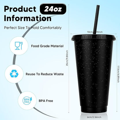 24 Pack Plastic Tumblers with Lids and Straw, Reusable Cups with Lids and - Image 3