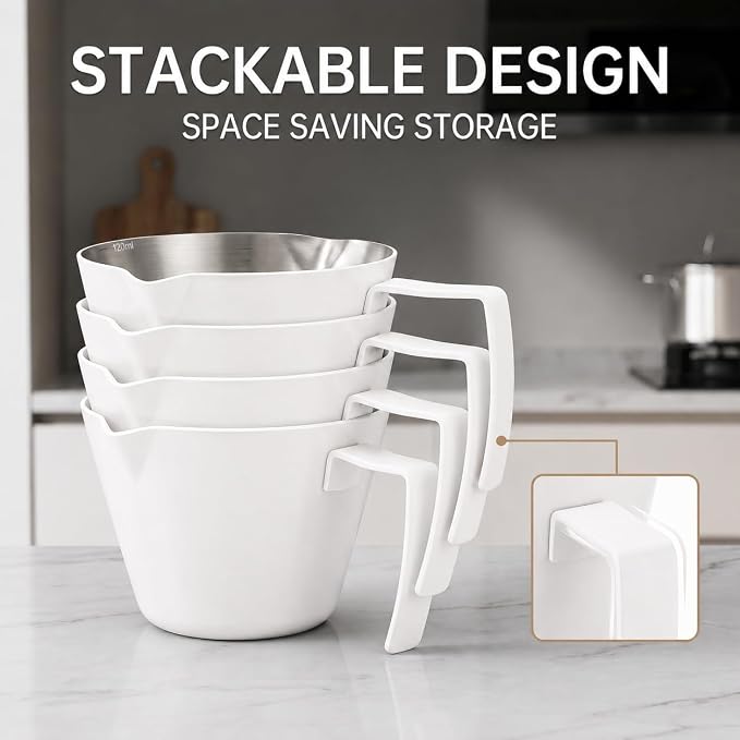 2Pc Espresso Measuring Cups, Double Spouts Stainless Steel - Image 5