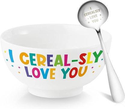 R HORSE Cereal Bowl and Spoon Set Colorful Funny Cereal Bowl by RHORSE