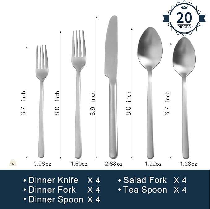 Silverware Set, 20 Piece Flatware Cutlery Set - Image 2