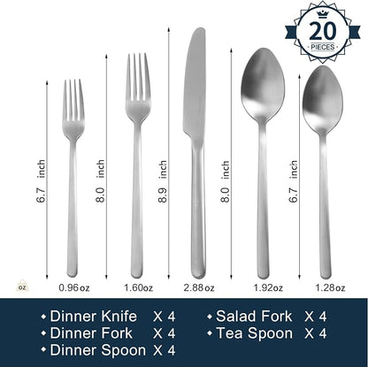 Silverware Set, 20 Piece Flatware Cutlery Set - Image 2