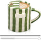 1 Pack Ceramic Coffee Mug with Sip Hole Espresso Cup 10oz with Straws Retro by Ferrochef