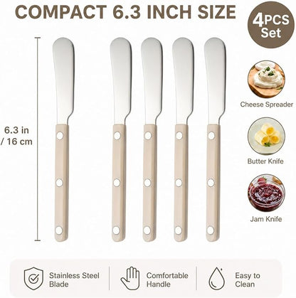 4PCS Stainless Steel Butter Knives Set: 6.3 Inch Cheese Spreader 304 Stainless - Image 7